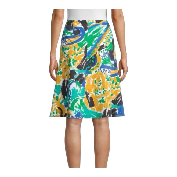 Kobi Halperin Skirt Womens Size Small Lined Colorful Print Blue Yellow - Picture 4 of 11